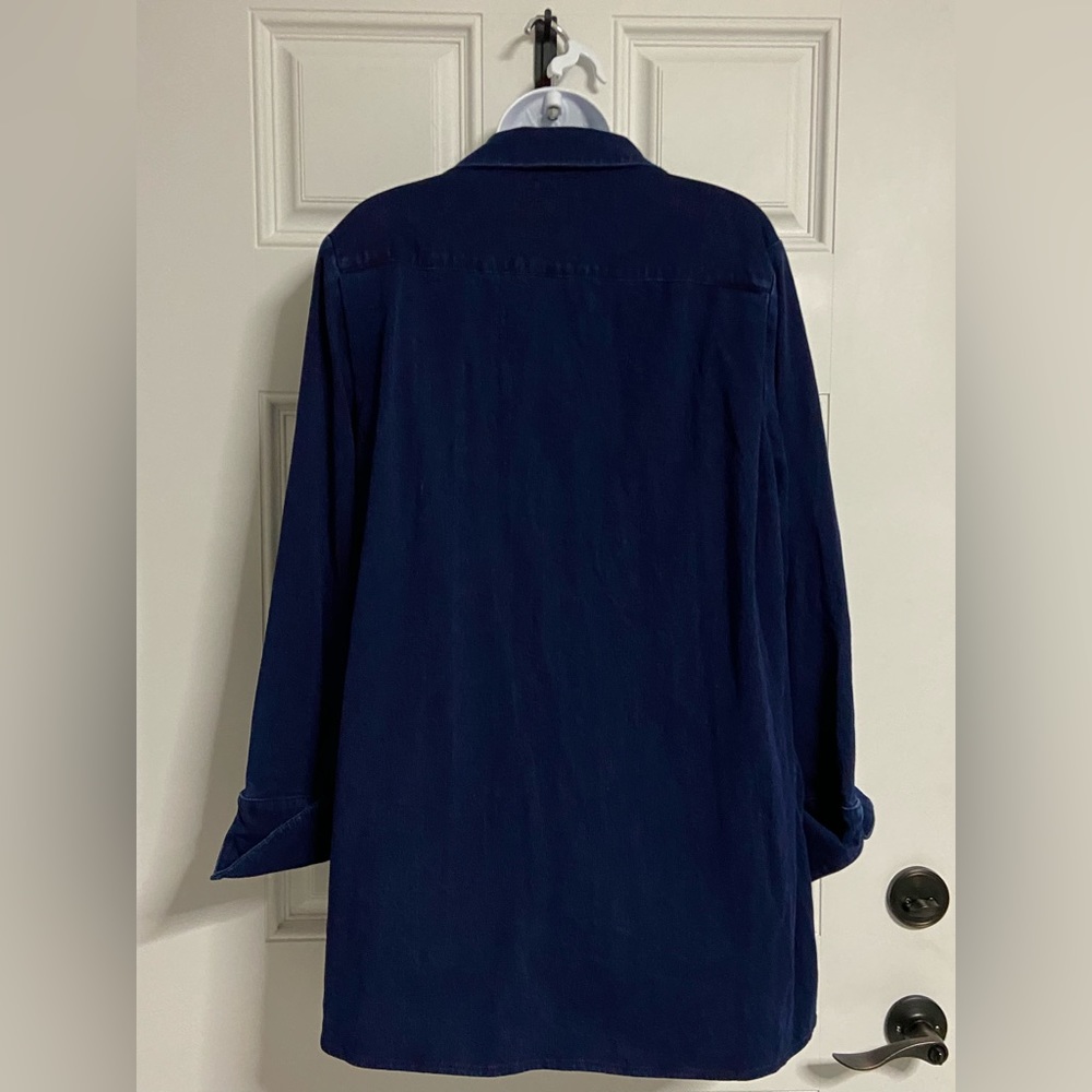 🌺 MARLA WYNNE Dark Wash Soft Denim PullOver Shirt Dress - Picture 7 of 7